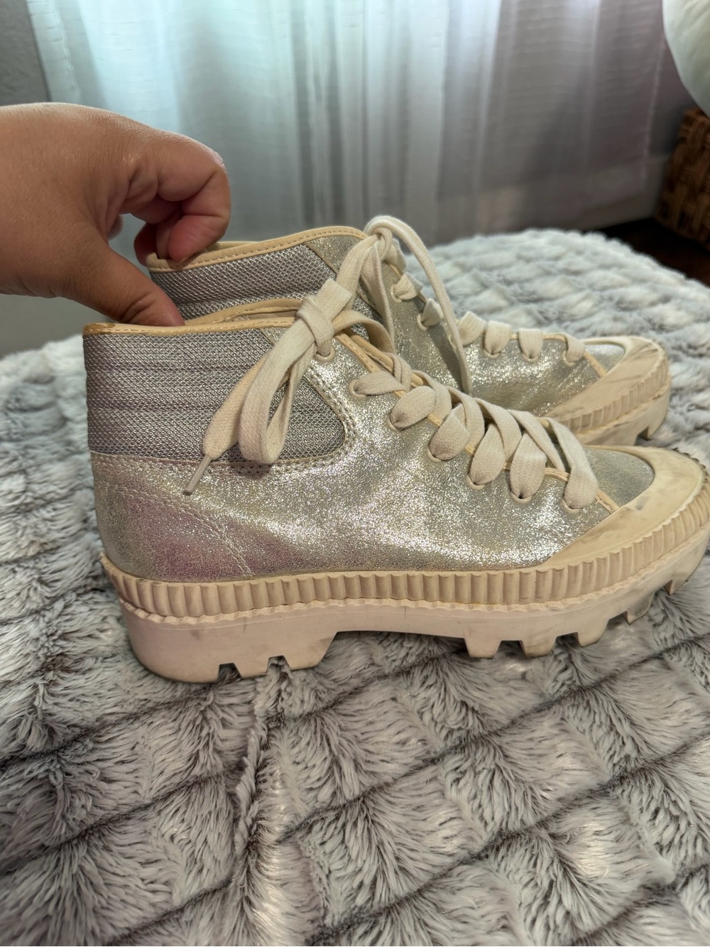 Dolce Vita Silver Metallic Platform Sneakers